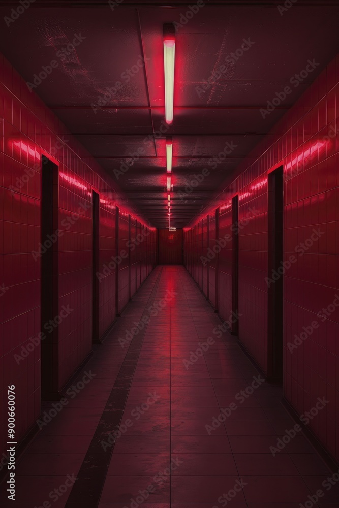 Φωτογραφία Neon lit corridors, highlighting the vibrant and futuristic designs of neon-lit corridors