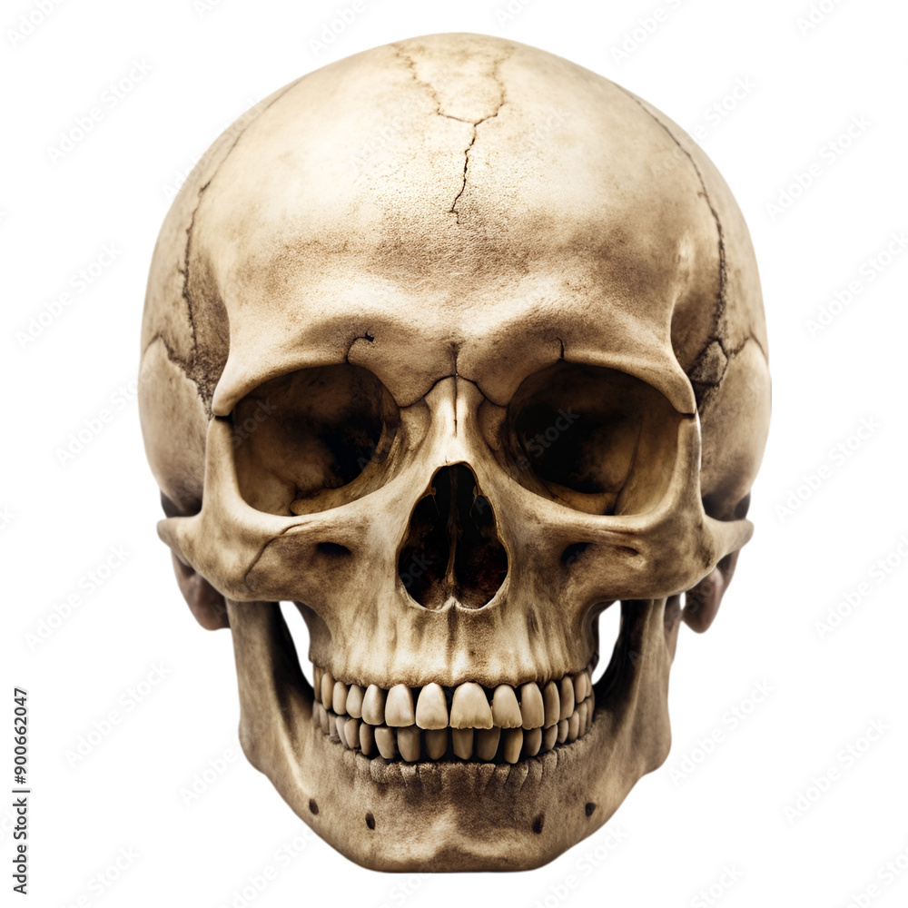 A skull with a smile on it. The smile is very big and is located on the left side of the skull A skull with a smile on it. The smile is very big and is located on the left side of the skull