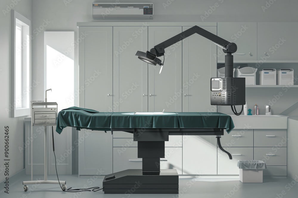 Robotic arm in a modern operating room with advanced surgical equipment Robotic arm in a modern operating room with advanced surgical equipment