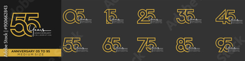 collection anniversary 15 to 95 year, creative number design vector illustration.