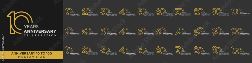 collection of creative number 10 to 100 logo designs. abstract number design vector illustration collection of creative number 10 to 100 logo designs. abstract number design vector illustration