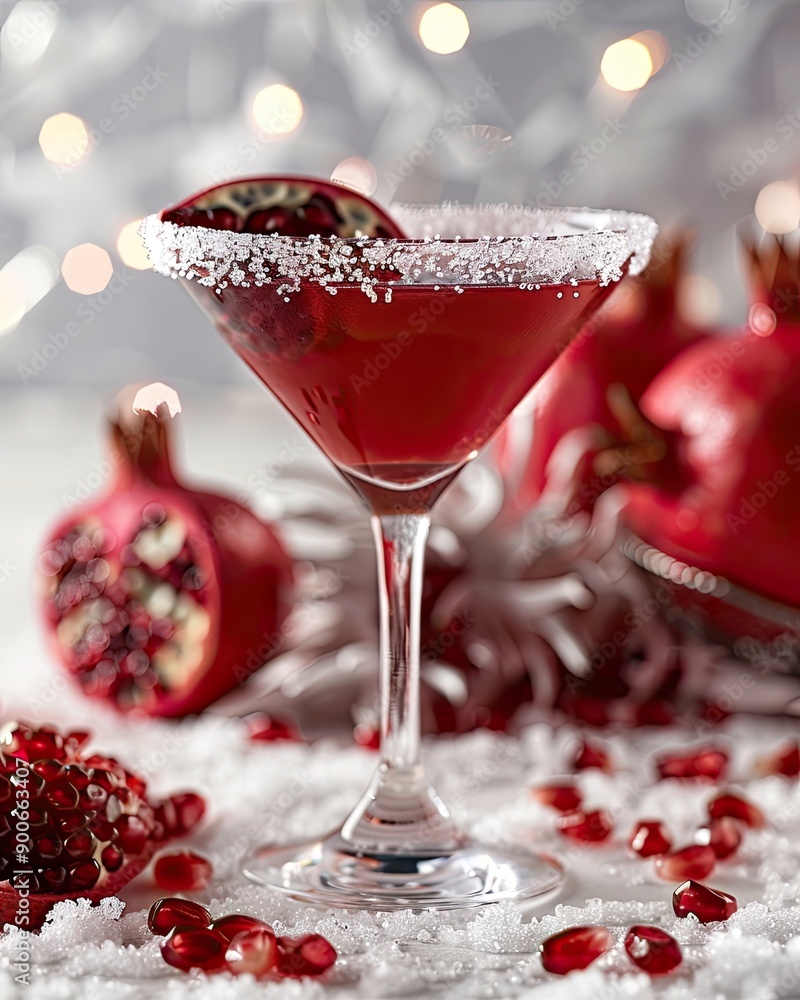 A vibrant pomegranate cocktail garnished with salt, perfect for festive celebrations and holiday gatherings. A vibrant pomegranate cocktail garnished with salt, perfect for festive celebrations and holiday gatherings.