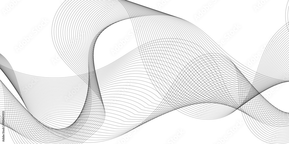 Fototapeta premium Digital futuristic technology concept banner background. Wave business curve lines on transparent background. Abstract wavy ocean line and future technology, business, voice, sound, music, poster, ban