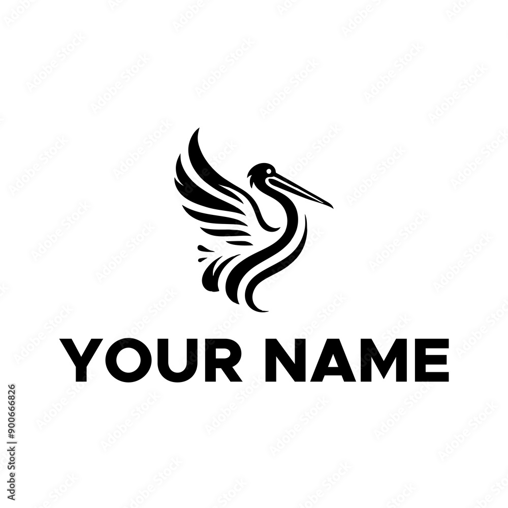 Obraz premium black pelican bird logo vector