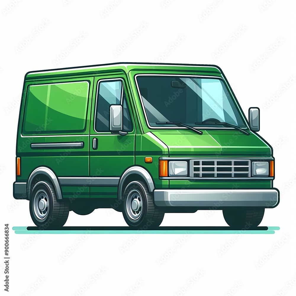 Modern Cargo Van flat vector illustration isolated on a white background Modern Cargo Van flat vector illustration isolated on a white background
