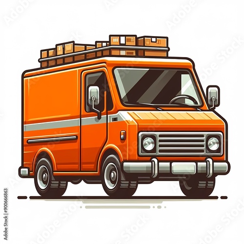 Modern Cargo Van flat vector illustration isolated on a white background