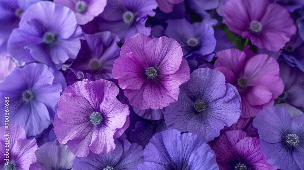 Cluster of vibrant purple flowers in full bloom, displaying a range of violet hues and delicate petal textures, creating a rich and lively floral composition. Cluster of vibrant purple flowers in full bloom, displaying a range of violet hues and delicate petal textures, creating a rich and lively floral composition.