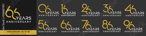 collection anniversary 16 to 96 year, creative number design vector illustration.