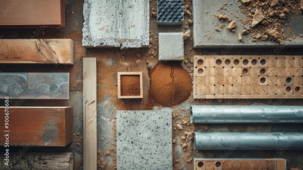 A pile of wood and other materials, including a box of sand A pile of wood and other materials, including a box of sand