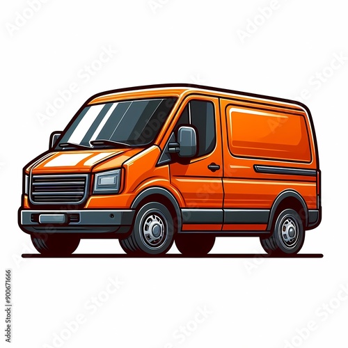 Modern Cargo Van flat vector illustration isolated on a white background