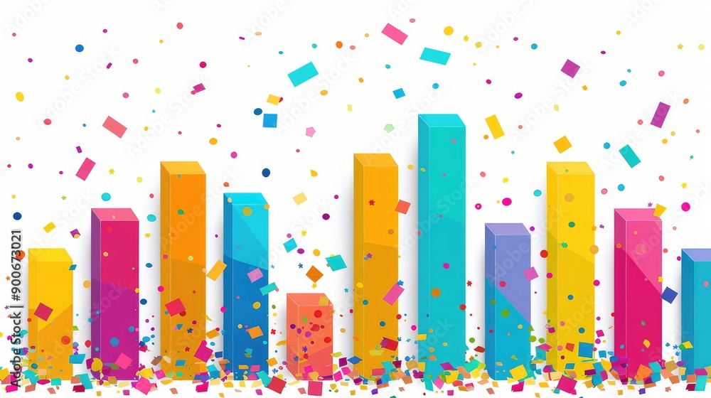 Dynamic Data Celebration: Colorful Bar Chart with Confetti Dynamic Data Celebration: Colorful Bar Chart with Confetti