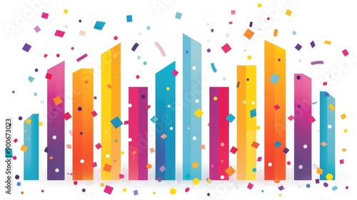 Dynamic Data Celebration: Colorful Bar Chart with Confetti