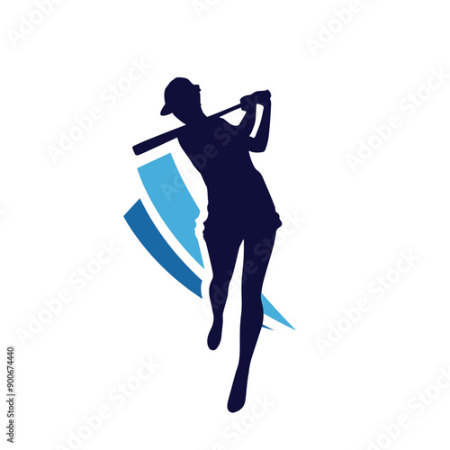 baseball action sports logo silhouette