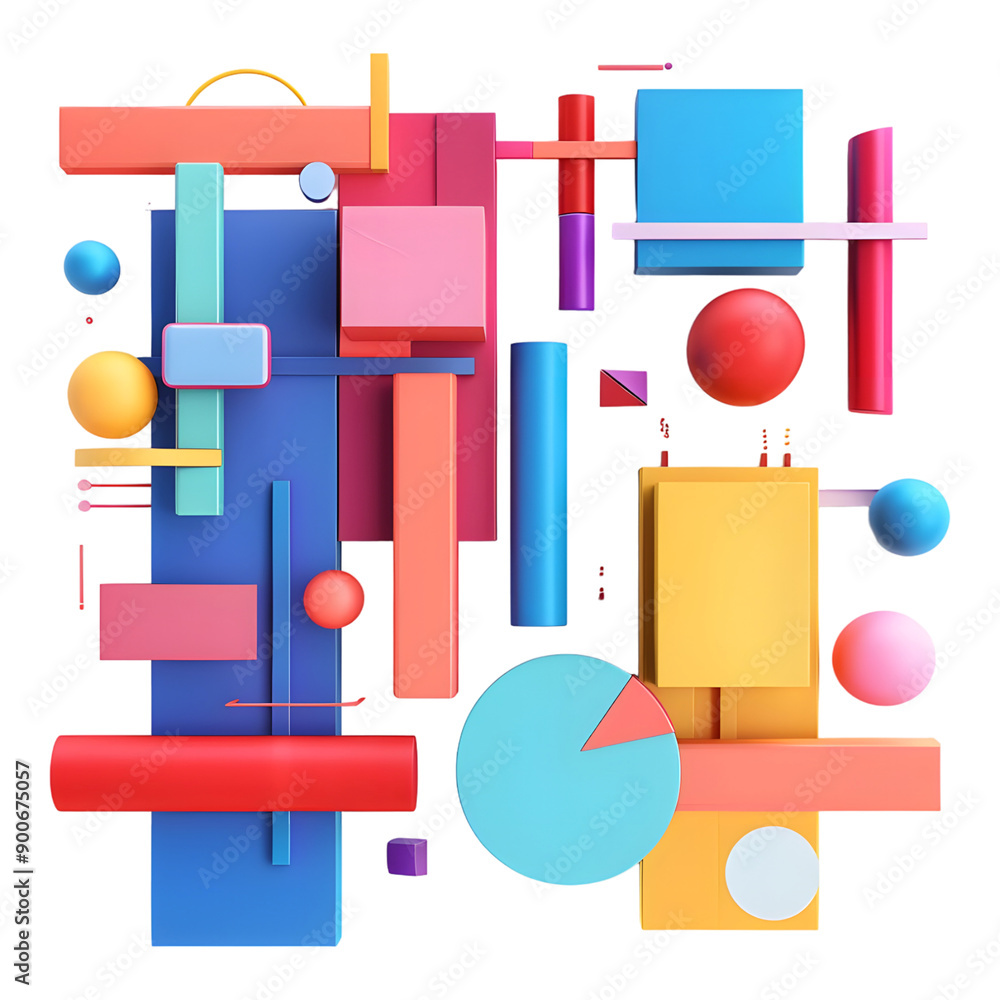 Fototapeta premium Colorful rectangular infographic elements on transparent background