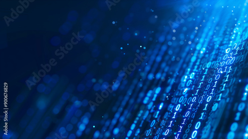 Abstract Digital Data Binary Code Background for AI, Symbolizing Technology, Information, and Cybersecurity.