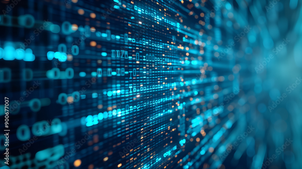 Abstract Digital Data Binary Code Background for AI, Symbolizing Technology, Information, and Cybersecurity. Abstract Digital Data Binary Code Background for AI, Symbolizing Technology, Information, and Cybersecurity.