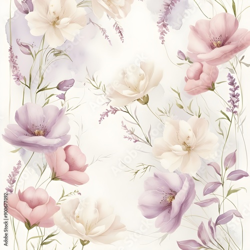 Elegant Floral Watercolor Background, created with generative AI technology
