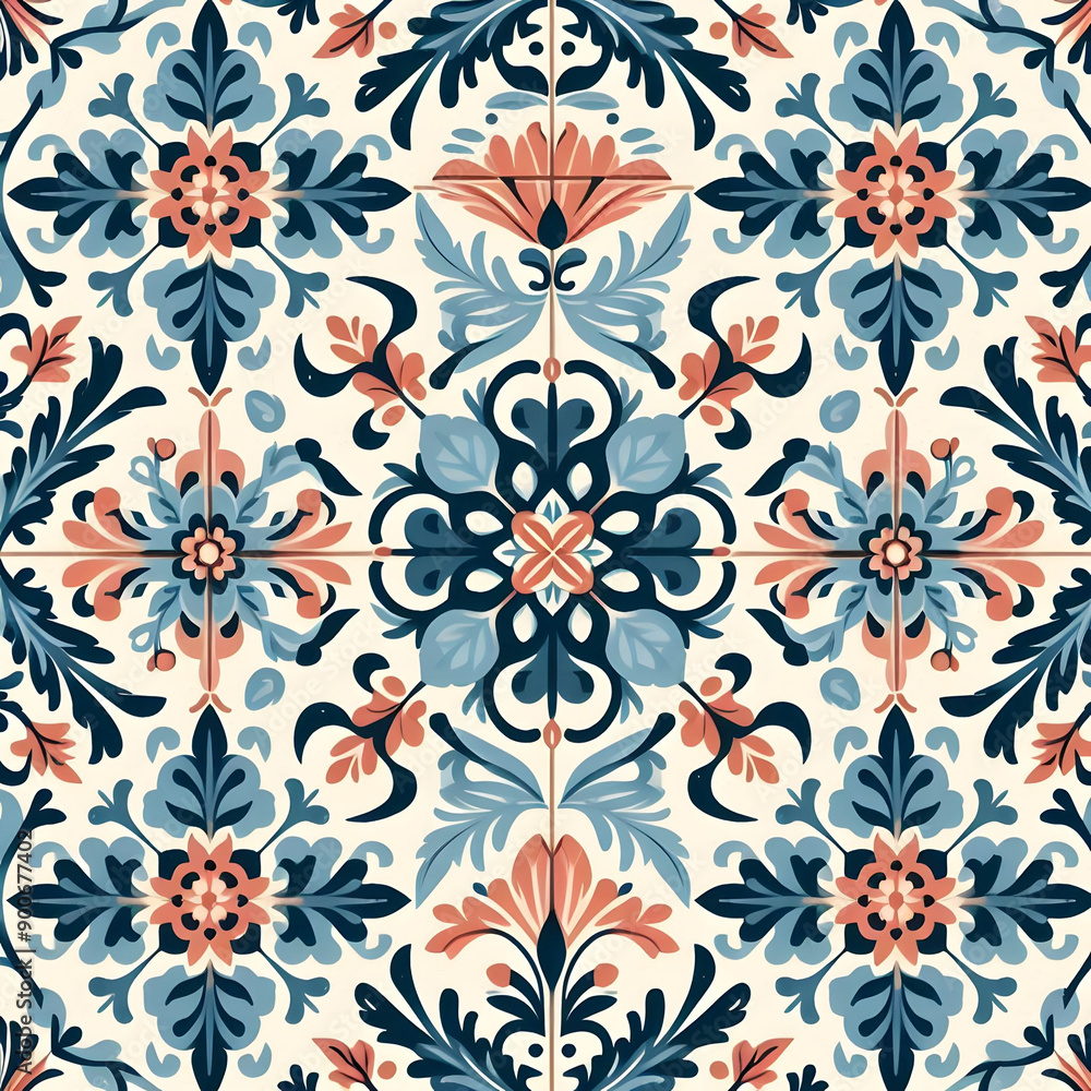 simple Azulejo ethnic portuguese seamless pattern simple Azulejo ethnic portuguese seamless pattern