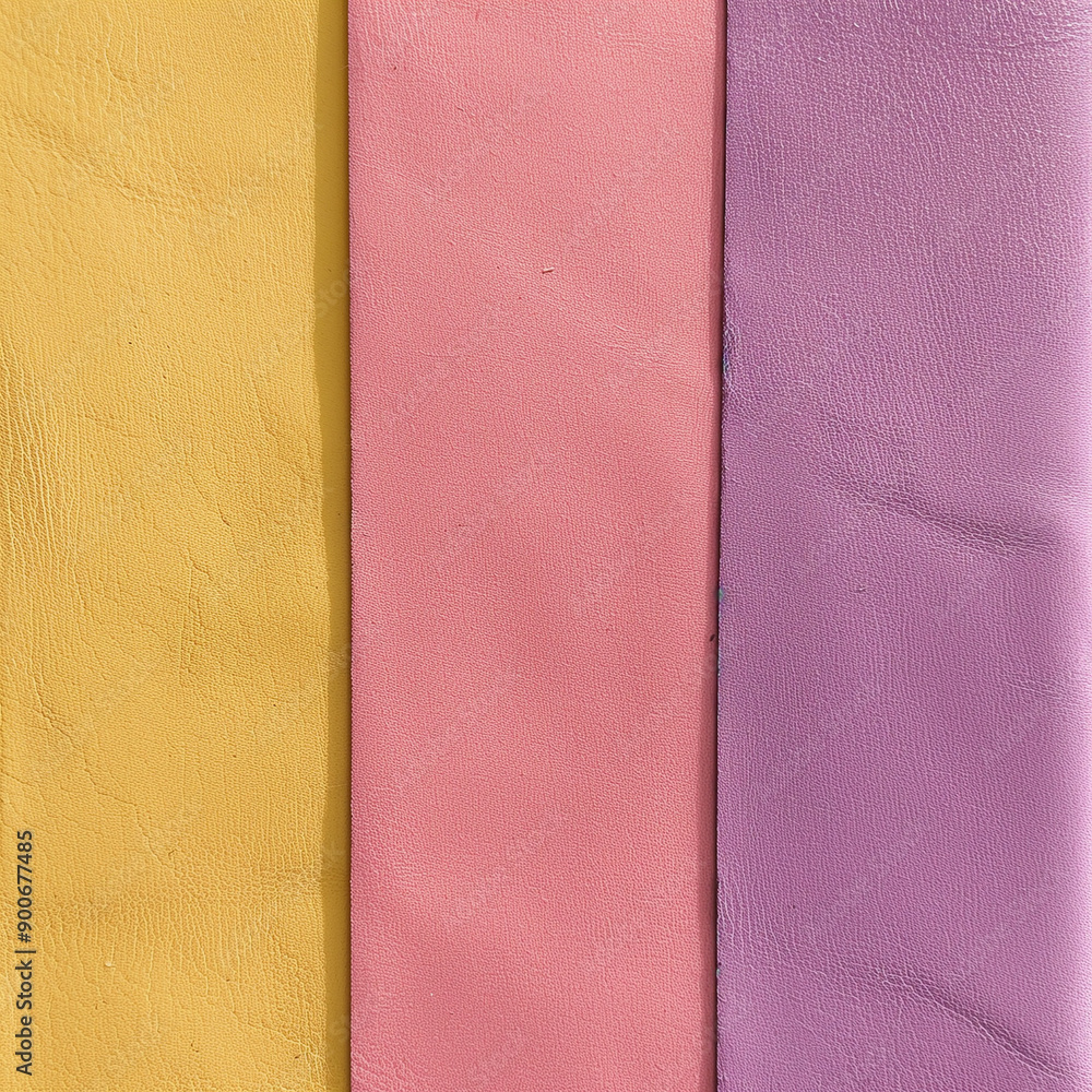 Fototapeta premium Colorful fabric texture. An abstract minimalist background featuring Golden Yellow, Warm Pink, and Soft Purple. Clean composition and vibrant color palette, perfect for modern designs.