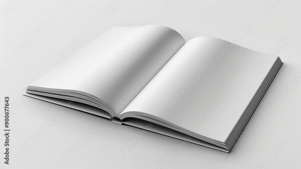 Open book with white sheets arranged neatly on the table, close-up Open book with white sheets arranged neatly on the table, close-up