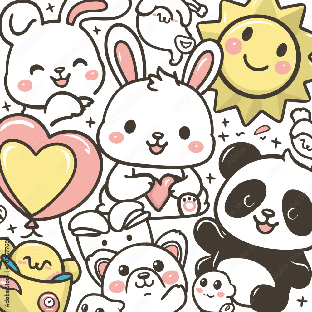 cat kawaii coloring book illustration cat kawaii coloring book illustration