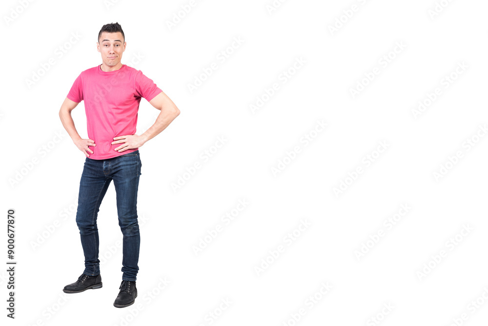 Confident man smirking in studio. White background Confident man smirking in studio. White background
