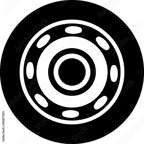 Tire icon. Car vehicle automobile tire alloy wheel with rim vector illustration isolated on white background. Tire and rim for motorcycle or moped. Black rubber wheel tire