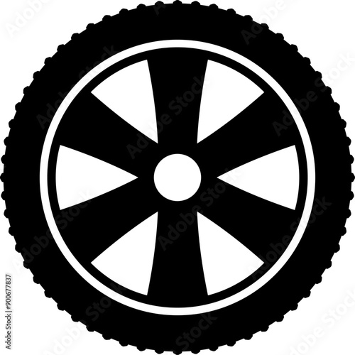 Tire icon. Car vehicle automobile tire alloy wheel with rim vector illustration isolated on white background. Tire and rim for motorcycle or moped. Black rubber wheel tire