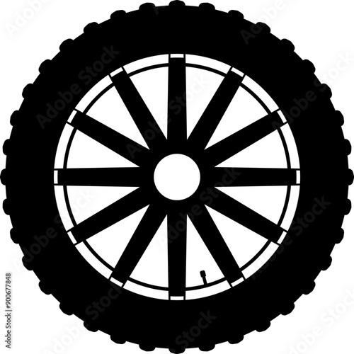 Tire icon. Car vehicle automobile tire alloy wheel with rim vector illustration isolated on white background. Tire and rim for motorcycle or moped. Black rubber wheel tire