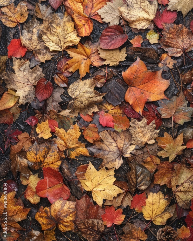 Colorful autumn leaves scattered on the ground, showcasing beautiful shades of red, orange, and yellow in a natural landscape. Colorful autumn leaves scattered on the ground, showcasing beautiful shades of red, orange, and yellow in a natural landscape.