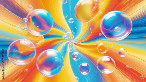 Translucent Dreams: Playful Bubbles on Kaleidoscopic Background