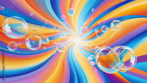 Whimsical Bubbles Vibrant Abstract Desktop Wallpaper