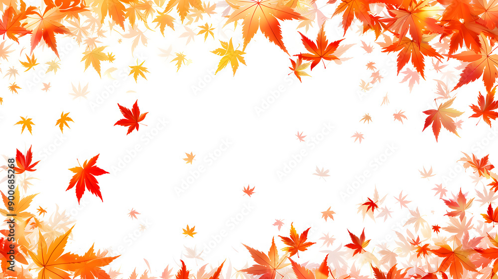 Red autumn leaves background with vibrant fall colors, showcasing a frame of nature's orange and yellow foliage with copy on with background, perfect for seasonal designs and illustrations Red autumn leaves background with vibrant fall colors, showcasing a frame of nature's orange and yellow foliage with copy on with background, perfect for seasonal designs and illustrations