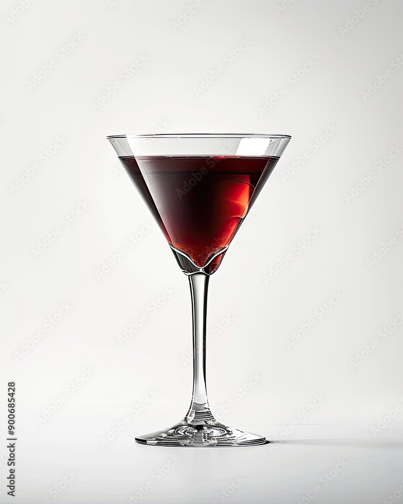 Elegant cocktail glass filled with deep red liquid, showcasing sophistication and style in a minimalist setting. Elegant cocktail glass filled with deep red liquid, showcasing sophistication and style in a minimalist setting.