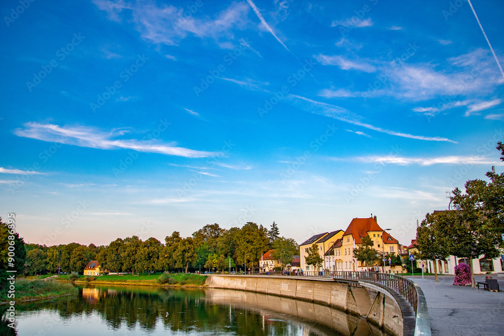 Obraz premium view of the sights and the Danube in the German city of neuburg an der donau