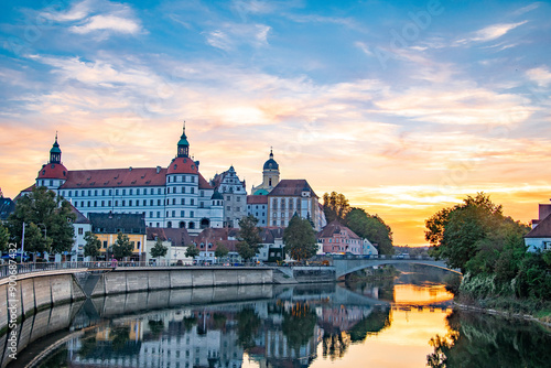 view of the sights and the Danube in the German city of neuburg an der donau