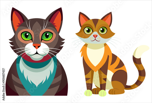 Whiskers and Wonders Stunning Cat Vector Illustrations photo