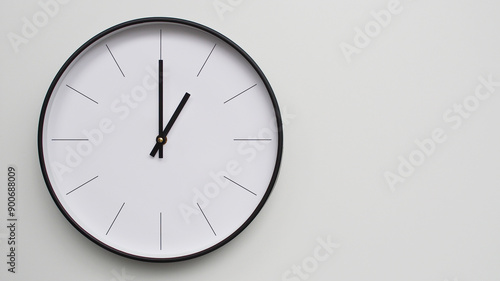 Wallpaper Mural Wall Clock Showing 13.00/01.00 O'Clock on White Wooden Surface - Perfect for Time Management and Scheduling Concepts Torontodigital.ca