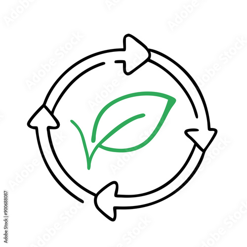 eco recycling icon, vector, black and green, sustainability concept, Earth Day, America Recycles Day, Global Recycling Day

