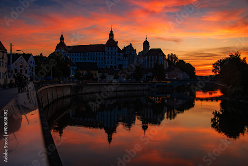 view of the sights and the Danube in the German city of neuburg an der donau