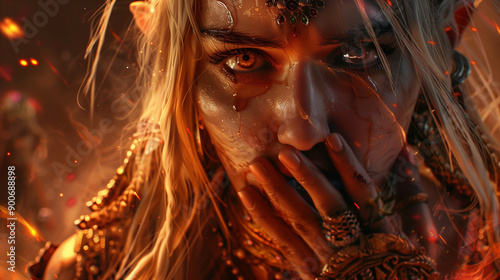 a beautiful demon with horror dramatic look