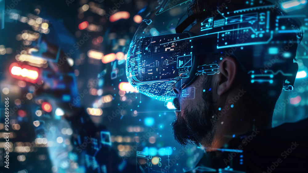 Person interacting with futuristic technology Person interacting with futuristic technology