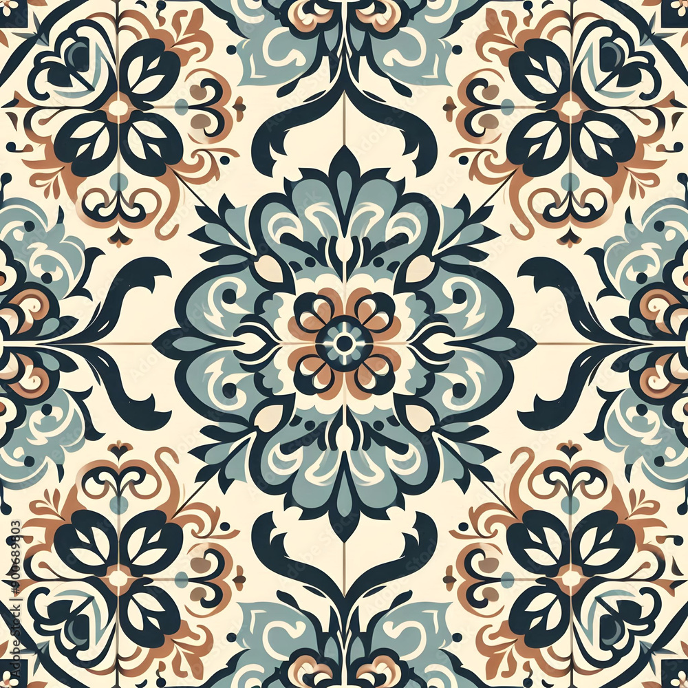 simple Azulejo ethnic portuguese seamless pattern simple Azulejo ethnic portuguese seamless pattern