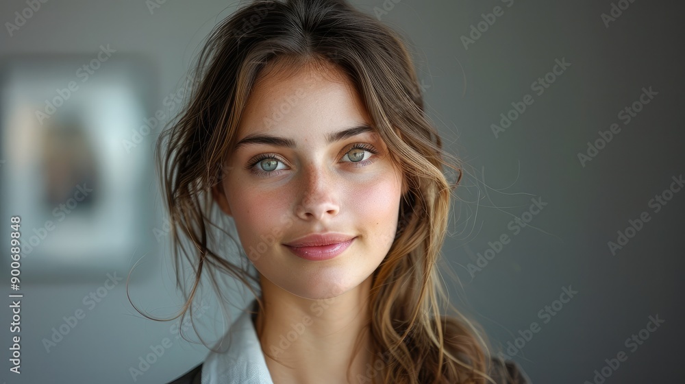 Professional caucasian woman who looks like a therapist looking straight at the camera with kindness, smiling brightly. Generative AI. Professional caucasian woman who looks like a therapist looking straight at the camera with kindness, smiling brightly. Generative AI.
