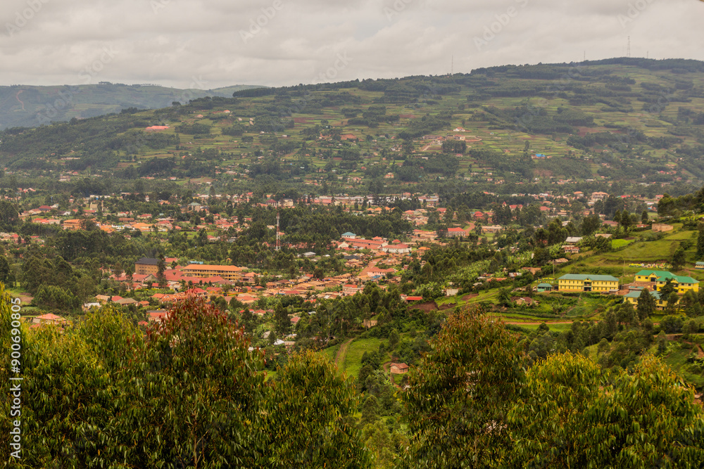 Fototapeta premium Aerial view of Kabale town, Uganda