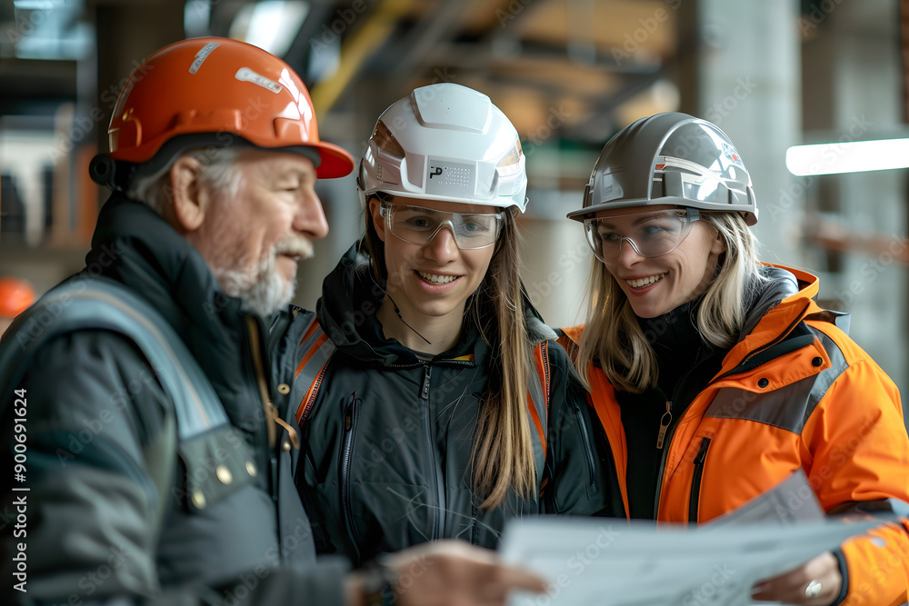 An architect looking at the plans for a new construction and checking that everything is okay