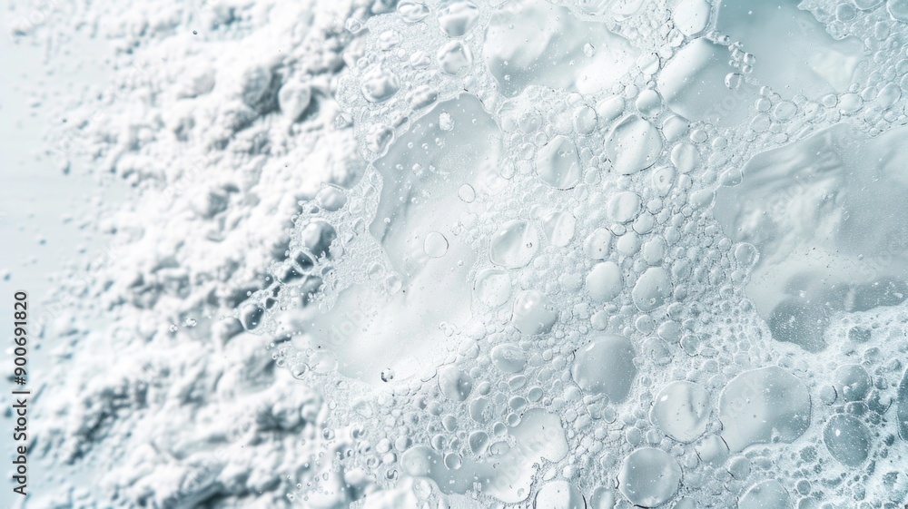An extreme close-up view of bubbles rising in a protein drink