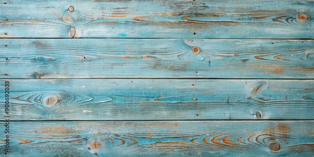 Obraz premium Softly lit, gently weathered blue wooden planks form a serene background, adorned with delicate crumbs and faint scratches, evoking a sense of vintage nursery charm.