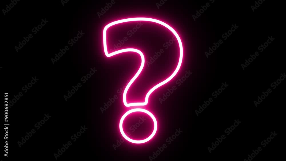 Neon light Question Mark animation on the black background. Neon question mark icon. Glowing neon question mark on alpha channel background. Neon Glowing Question Mark Animation With Reflection. Neon light Question Mark animation on the black background. Neon question mark icon. Glowing neon question mark on alpha channel background. Neon Glowing Question Mark Animation With Reflection.
