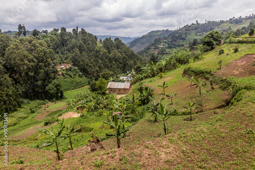 Lush landscape near Bunyonyi lake, Uganda photo